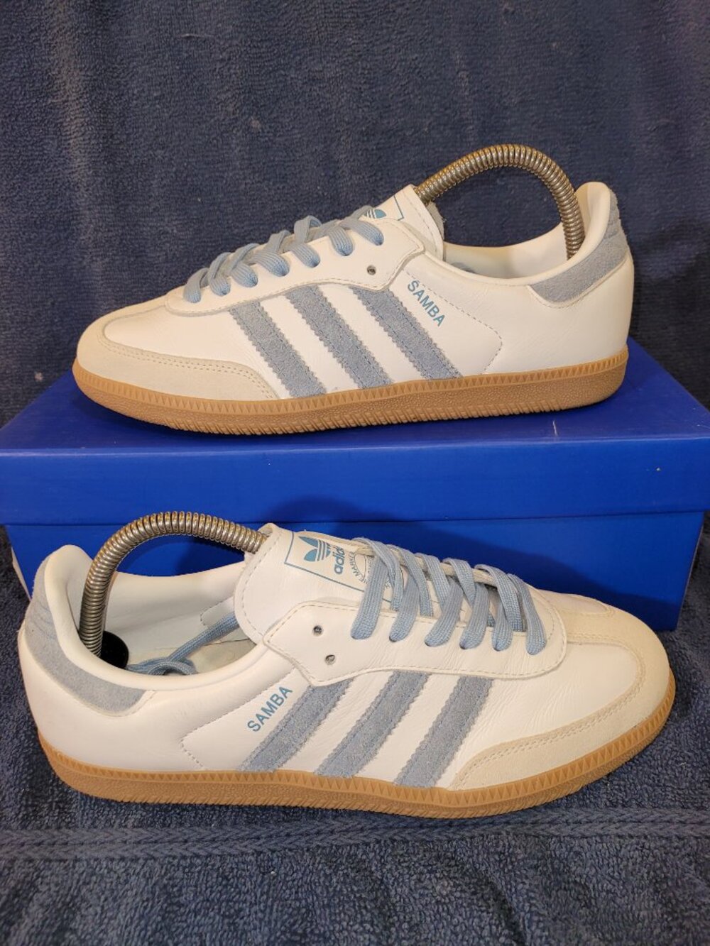 Adidas Samba Women's Size 8.5 White Alumina Ash Blue Sneakers JS1391 (#2615)